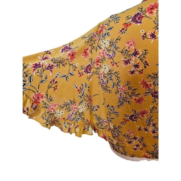 Zara Women modest mustard yellow bell sleeved with floral print blouse. Size M. - Picture 4 of 7
